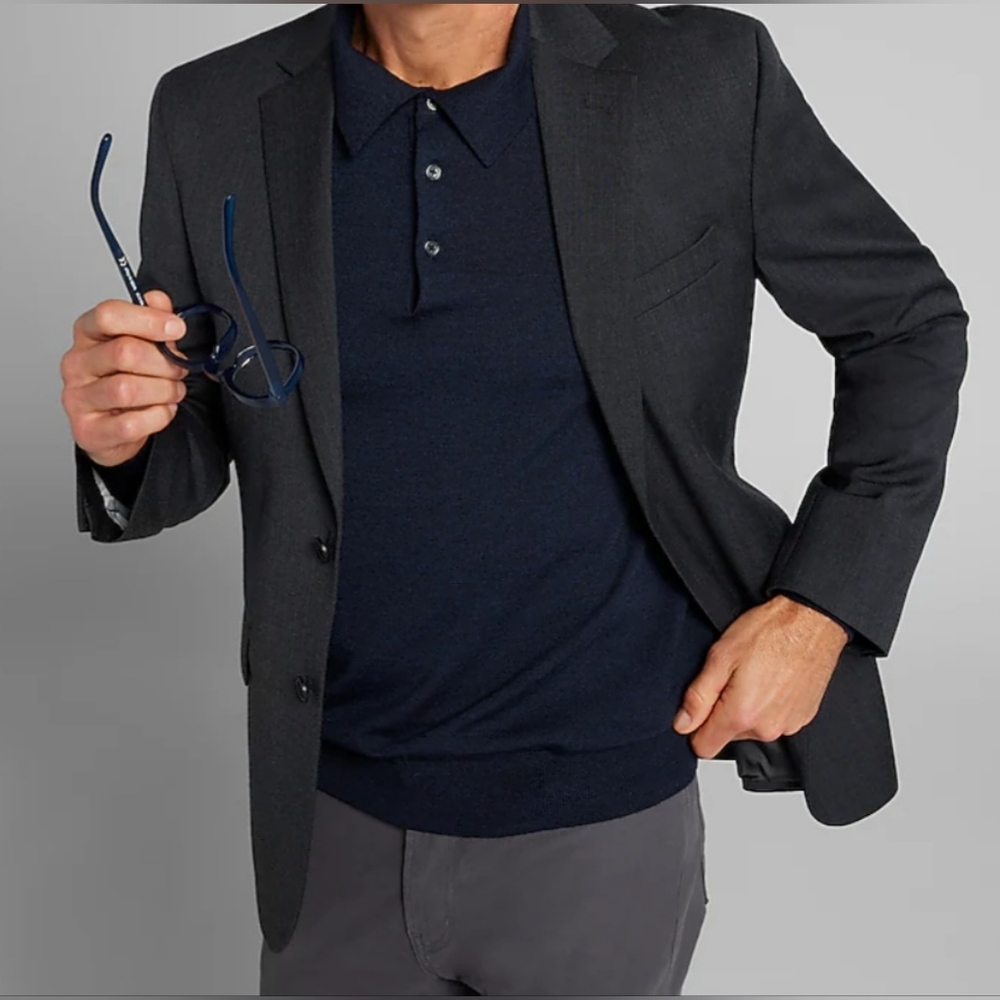 Pronto Uomo Platinum Charcoal Wool Blend Modern Fit Suit Jacket- Size 36S NWOT